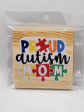 Proud Autism Mom 4" Square Coaster
