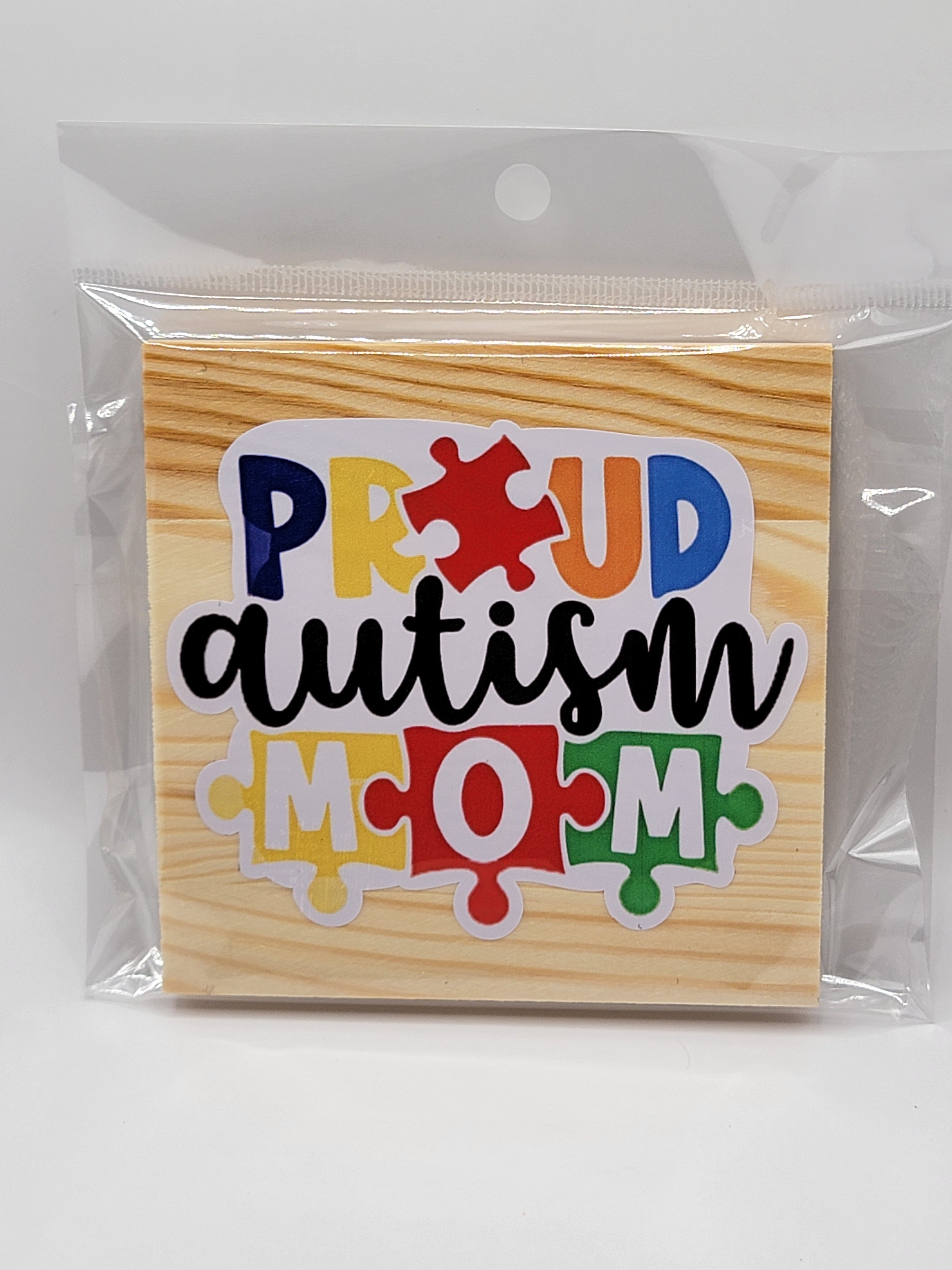 Proud Autism Mom 4" Square Coaster