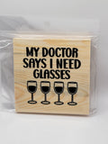 Need Glasses 4" Square Coaster