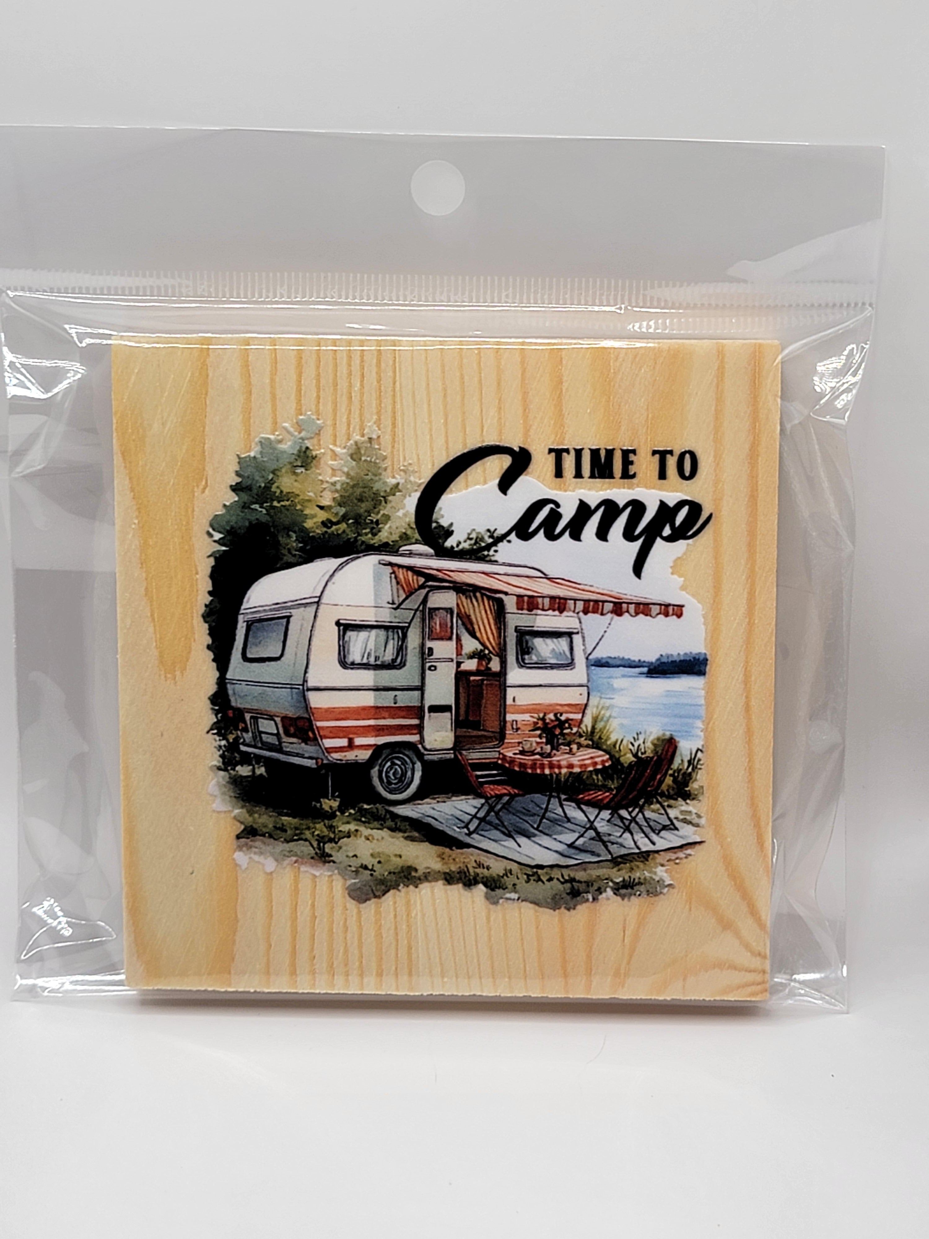 Time to Camp 4" Square Coaster