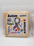 Autism Ribbon 4" Square Coaster