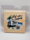 Lets Go Camping 4" Square Coaster