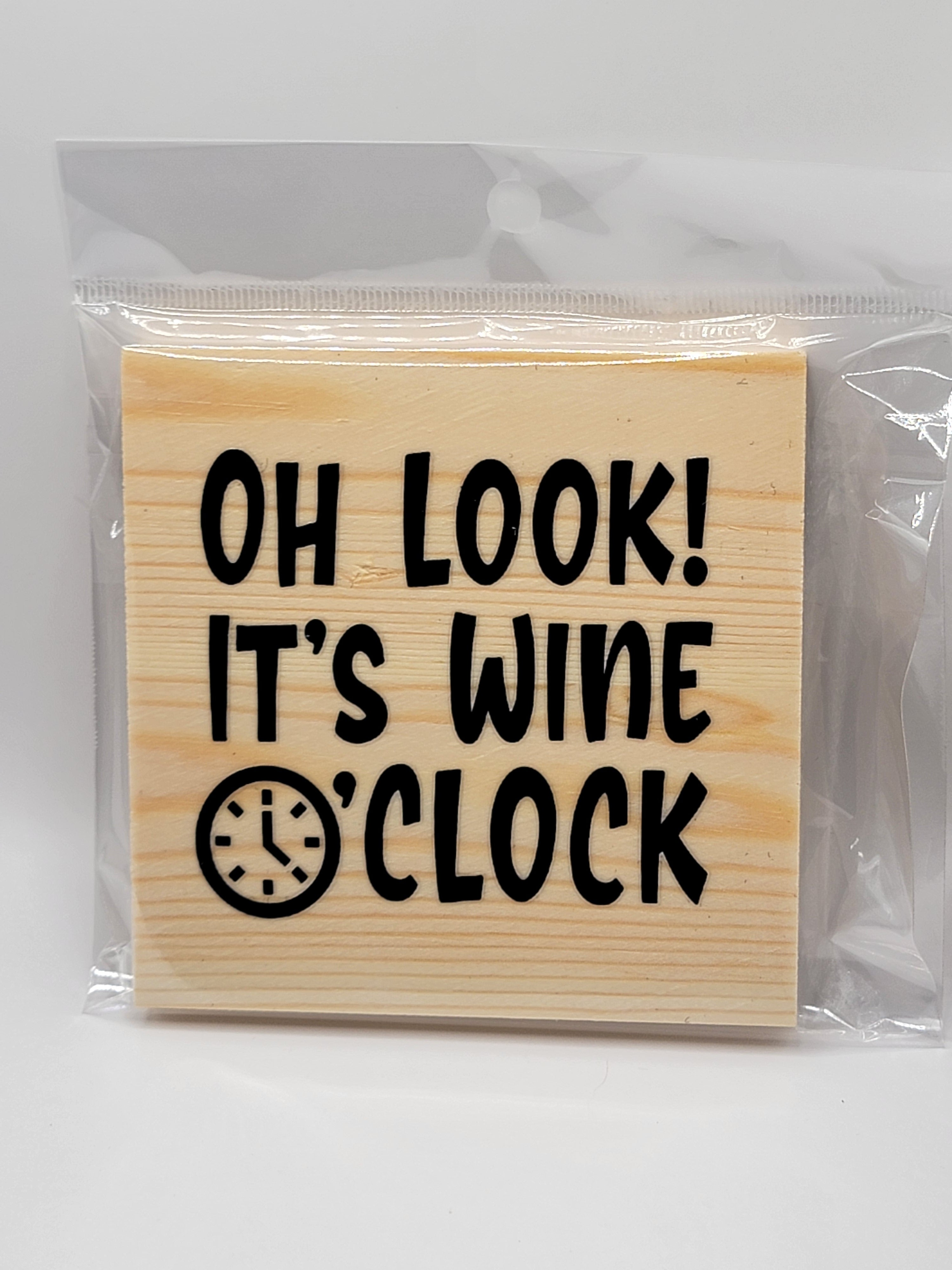 Wine O Clock 4" Square Coaster