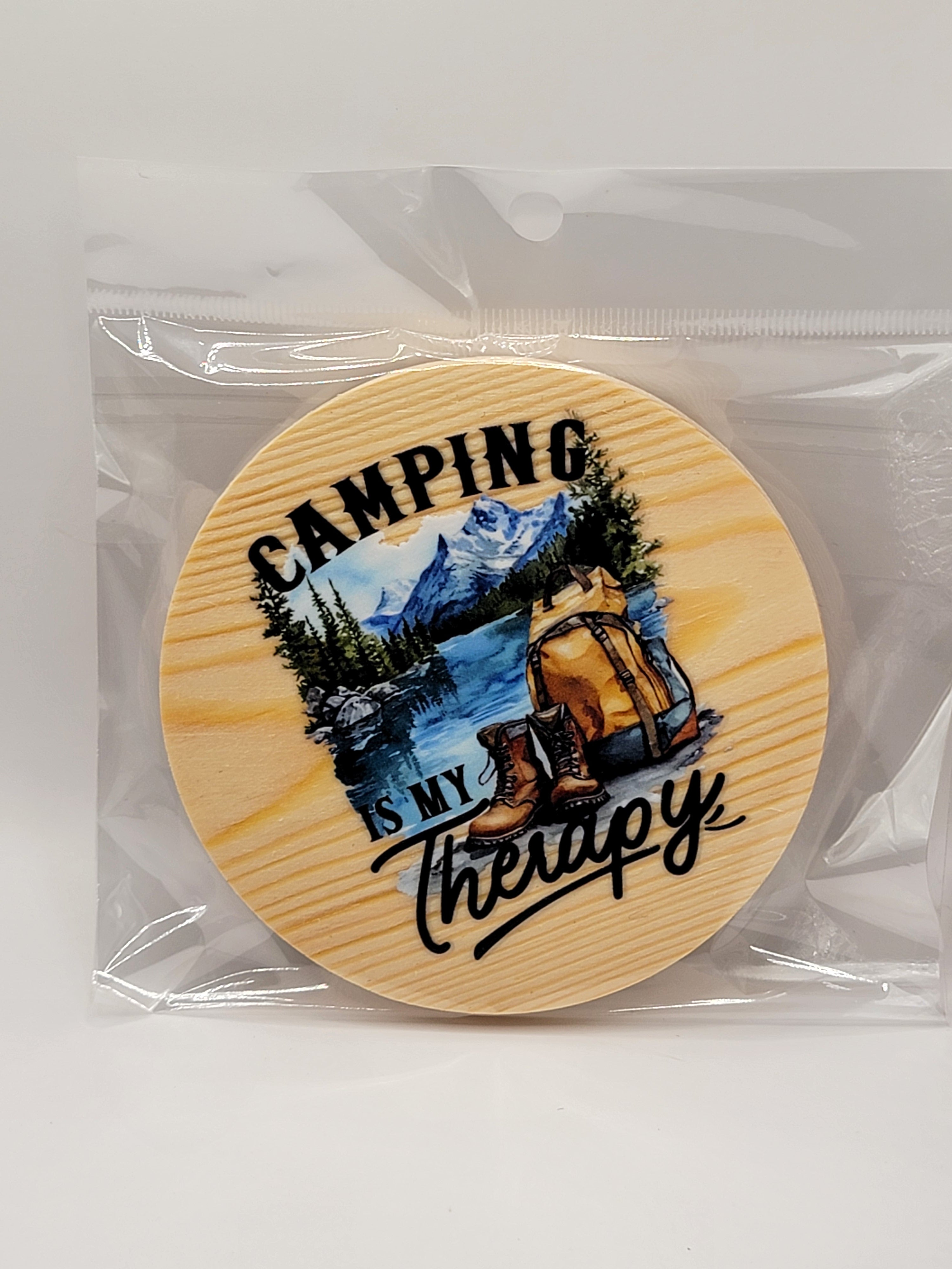 Camping Therapy 4" Round Coaster